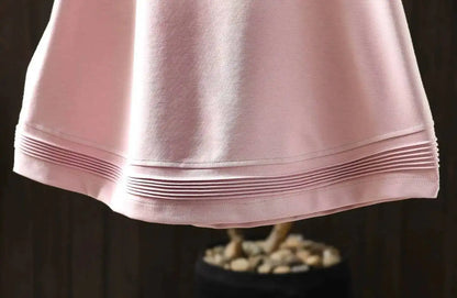 Pink Short-sleeve Women Top 2026 Stylish Summer New Design Pleated Hem Loose T-shirt ZF2158
