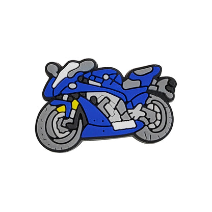 1-12PCS Cartoon Motorcycle Helmet PVC Shoe Charms Design Man Pins Accessories Funny Garden Shoes Buckle Decoration Unisex Gift