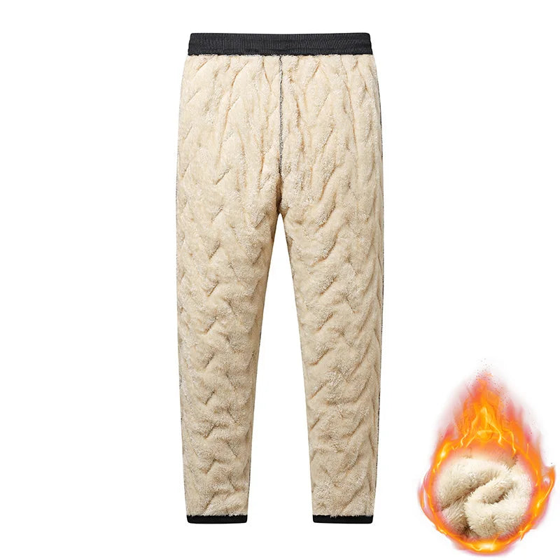 2024 New Winter Down Cotton Pants Men's Plush Thick Wool Warm Sports Pants Casual Waterproof Windproof Cold-proof Cotton Pants