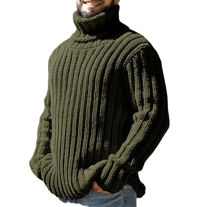 Turtleneck sweater men's solid color slim knitted top autumn and winter new sweater fashion European and American men's clothing