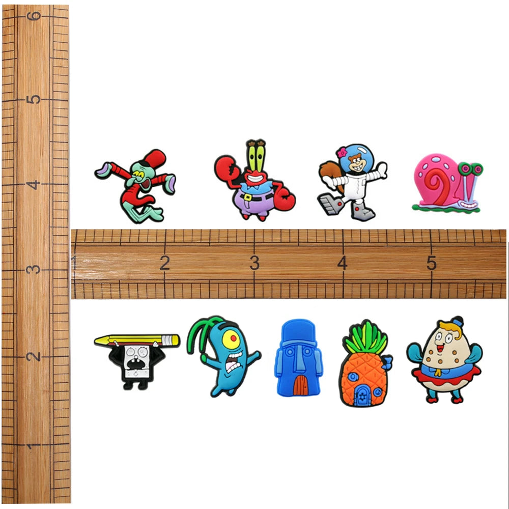 MIX Shoe Charms DIY Spongebob A/W PVC Shoes Charms Patrick Star Slippers Buckle Decorations Fit Boys Kids Birthday Xmas Gifts