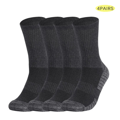 4 Pairs Heavy Duty Cushioned Work Socks Anti-Slip Sweat Wicking for Mining Hiking Outdoor Men Size 39-50