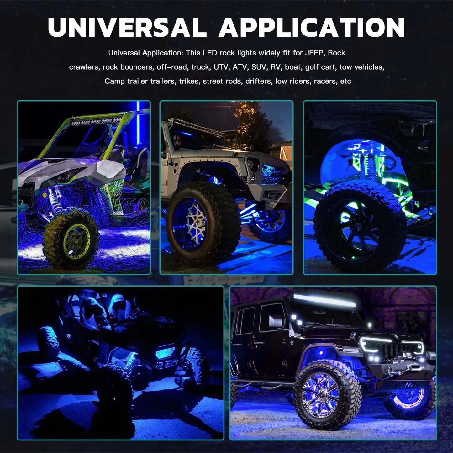 1/2/4pcs Auto chassis lights LED Rock Lamp Contour Decorative Light bottom Atmosphere light for cross-country SUV ATV Dune Buggy