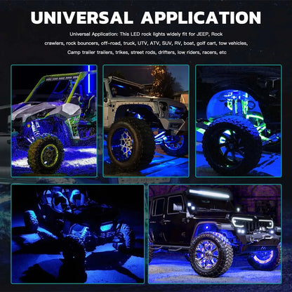 1/2/4pcs Auto chassis lights LED Rock Lamp Contour Decorative Light bottom Atmosphere light for cross-country SUV ATV Dune Buggy