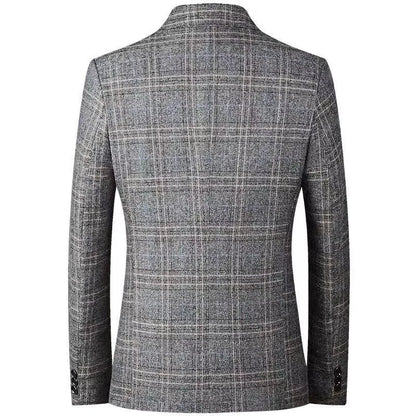 Blazer New Men Fashionable Business Wedding Banquet Casual Hosting Dress Showcases A High-end Middle-aged Checkered Look Blazer