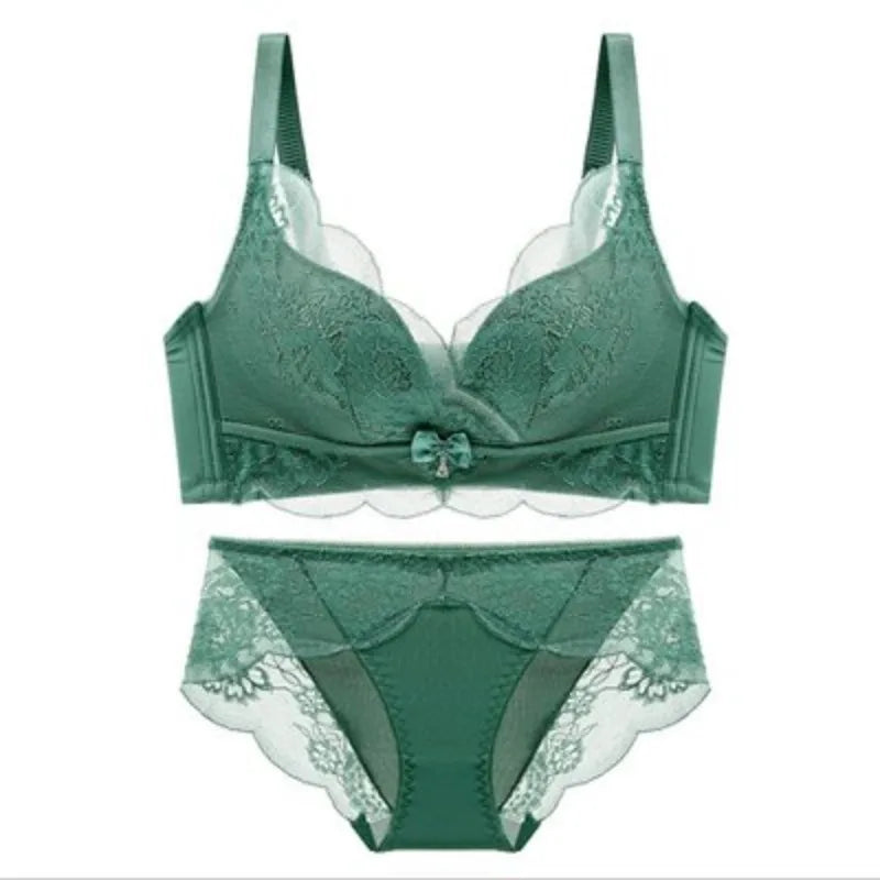 Soft Comfort Wireless Lace Bra Set Push Up Adjustable Shape Breathable Skin Friendly Ladies Underwear Lingerie Set To All Season