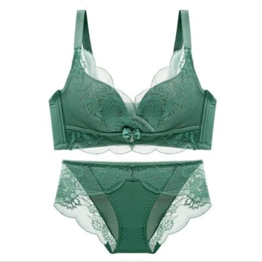 Soft Comfort Wireless Lace Bra Set Push Up Adjustable Shape Breathable Skin Friendly Ladies Underwear Lingerie Set To All Season