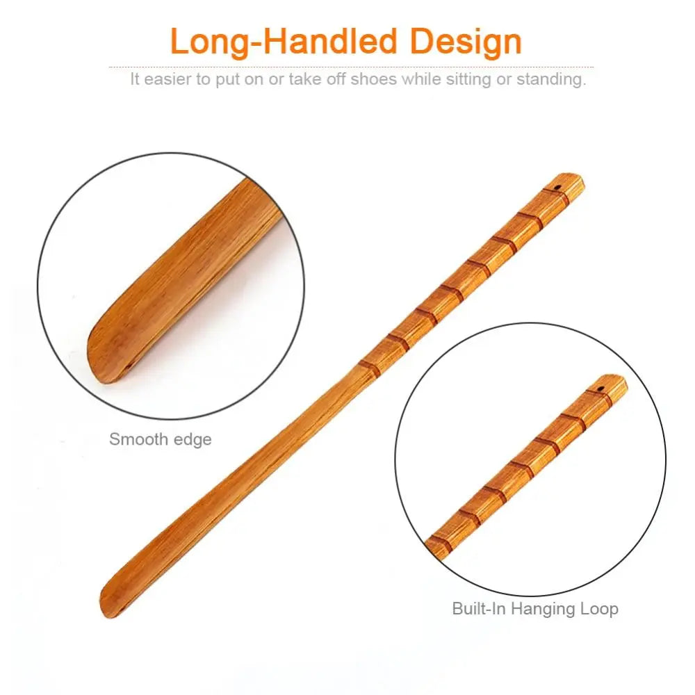 Hanging Shoe Horn Extra Long Handle Easy Remover Shoehorn Lifter Wooden Easy on Off Seniors Put on Shoes Tools