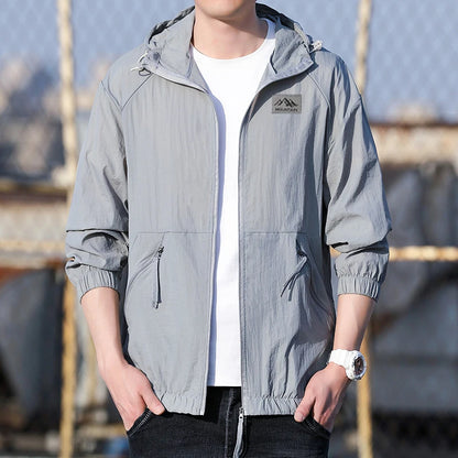 Summer Windbreaker Jacket, Men's Long-Sleeved Hoodie, Outdoor Sports Coat, Hiking and Camping Clothing, Men's Fishing Suit, Men'
