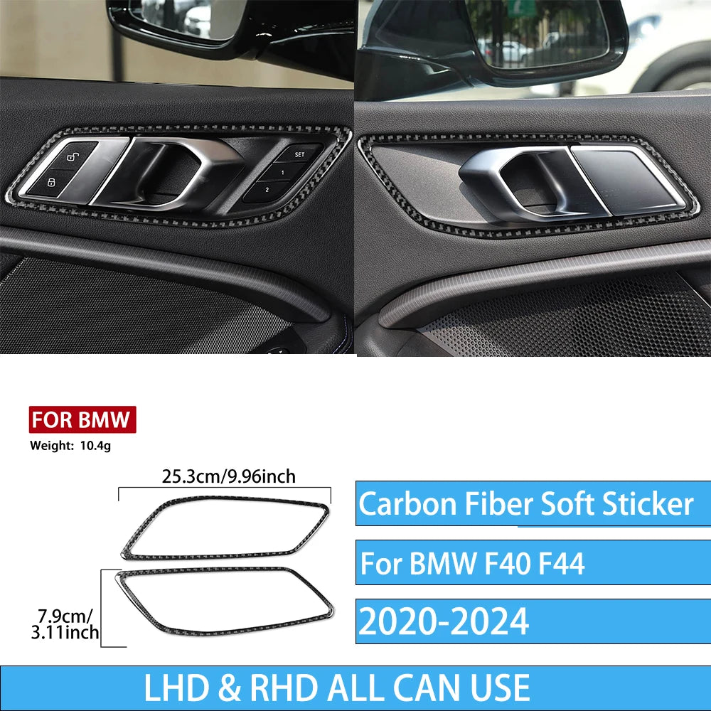 Real Carbon Fiber Car Accessories Black Trim Cover Soft Sticker For BMW 1/2 Series F40 F44 2020 2021 2022 2023 2024