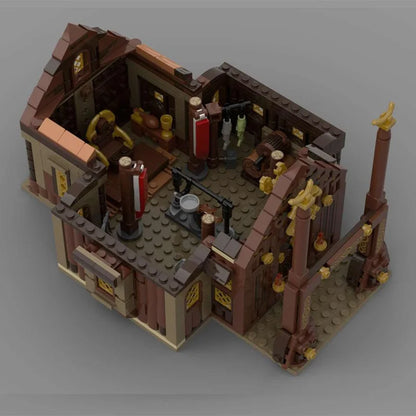 MOC Magic Ring Movie Medieval Building Blacksmith Shop Model DIY Assembly Building Blocks Toy Children's Gift