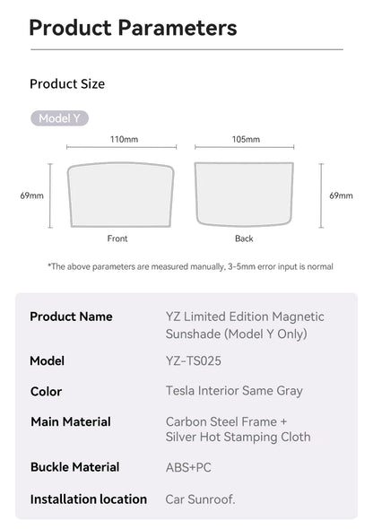 YZ magnetic suction clip Sun Shades For Tesla Model 3 Y Highland Juniper 2021-25 Glass Roof Sunshade Front Rear Sunroof Skylight