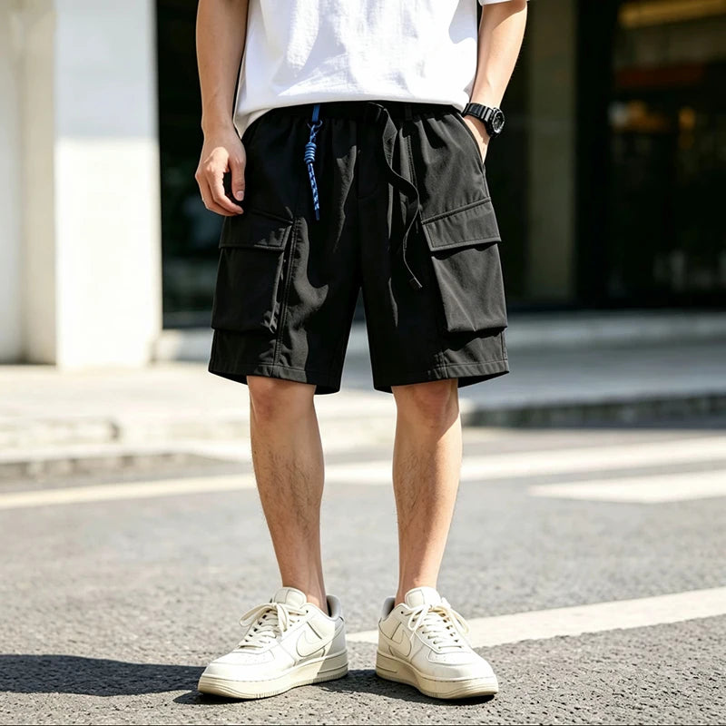 New Streetwear Men's Cargo Shorts Summer Loose Fit Multi Pocket Tactical Workwear Shorts Men Korean Casual Five-Point Work Pants