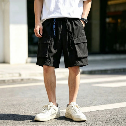 New Streetwear Men's Cargo Shorts Summer Loose Fit Multi Pocket Tactical Workwear Shorts Men Korean Casual Five-Point Work Pants