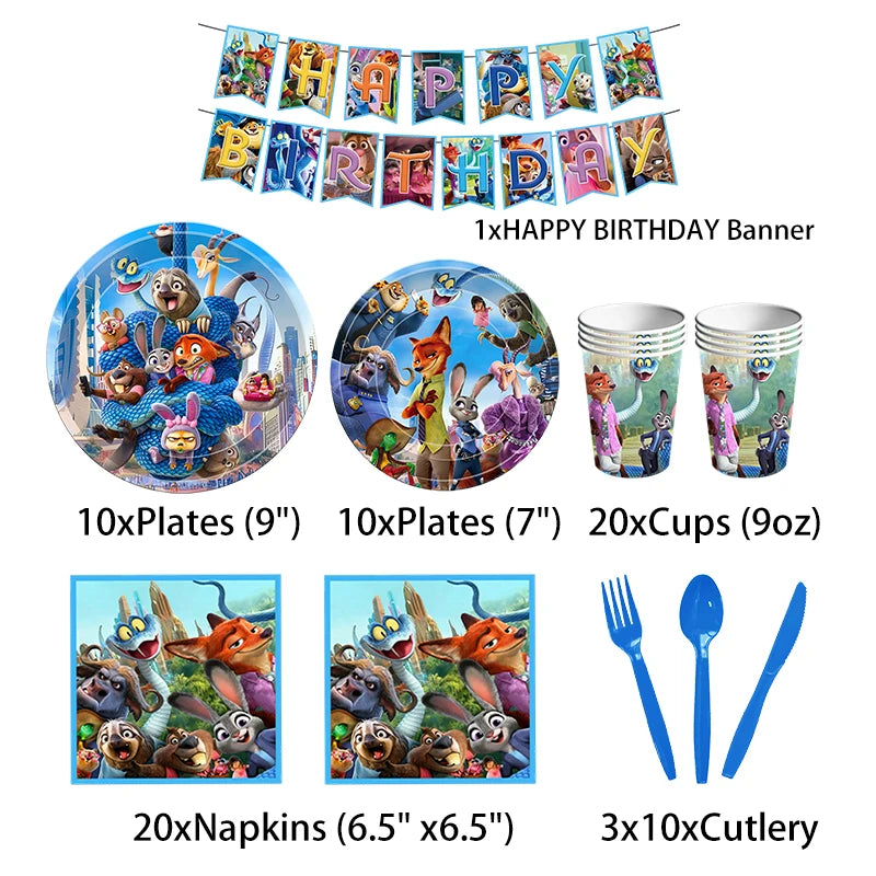 NEW Zootopia Party Favor Zootopia 2 Birthday Decoration Judy Nick Gary Party Supplies Zootropolis Coil Notebook Box Bag Card Kid
