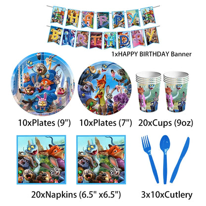 NEW Zootopia Party Favor Zootopia 2 Birthday Decoration Judy Nick Gary Party Supplies Zootropolis Coil Notebook Box Bag Card Kid