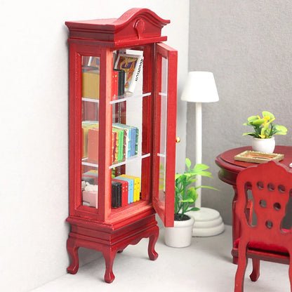 1Pc 1:12 Dollhouse Simulation Wooden Cabinet Display Cupboard Model Dollhouse Miniature Bookcase Furniture Decor Dolls House Toy