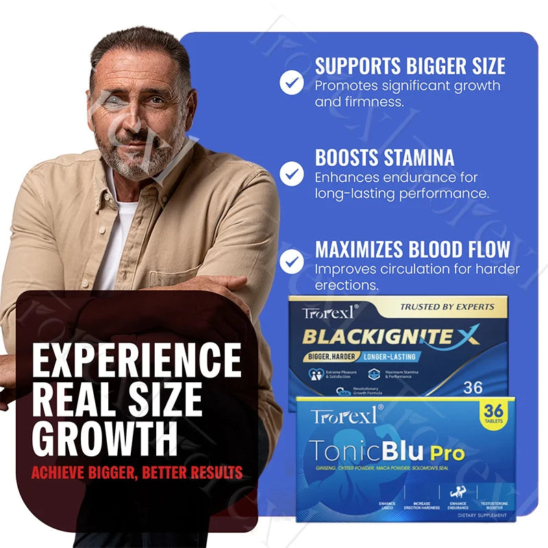 Male Morning Power+Evening Performance Set Supplements for Responsiveness Control, Potency Formula-Oyster Extract, Maca, Ginseng
