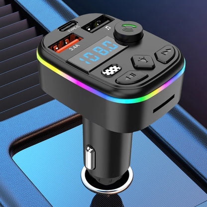 Car FM Transmitter MP3 Player Adapter Cell Phone Charger Bluetooth-Compatible Support TF Card U Disk Hands-Free MP3 Player Radio