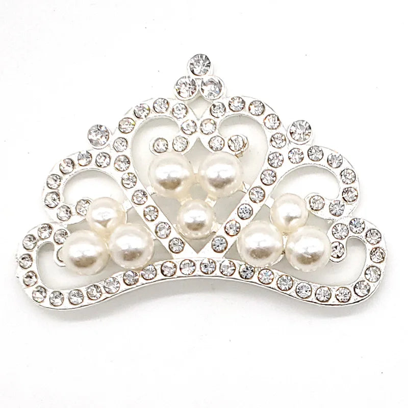 Metal Rhinestone Pearl Chain Butterfuly Crown Shoe Charms for Clogs Sandals Decoration Shoe Buckle for Girls Gift