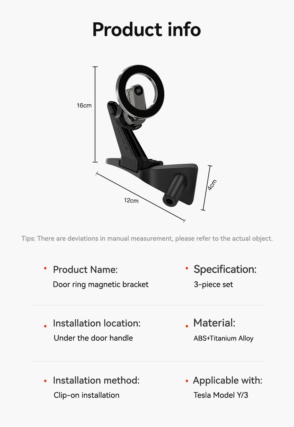 YZ For Tesla Model 3 Y Highland Juniper Door Handle Magnetic Car Phone Holder 360 Degree Rotation Metal Car Mount for All Phones