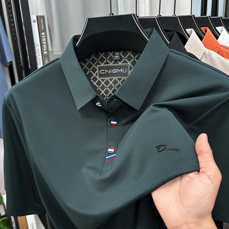 Luxury Man Short-Sleeved Polo Shirt Lapel Button Letter Embroidery Spring Casual Elegance T-Shirt Simple Business Men's Clothing