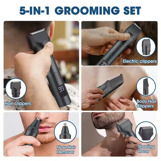 MIJIA Men's 5-in-1 Multifunctional Grooming Set IPX6 Waterproof Hair Clipper Nose Hair Trimmer Shaver High-power JK-881