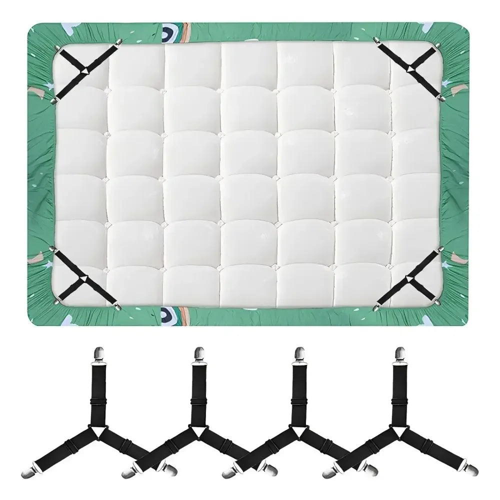 4Pcs Bed sheet strap, adjustable elastic fastener, with metal clip, fixed and fixed bed frame, easy-to-install strap mattress
