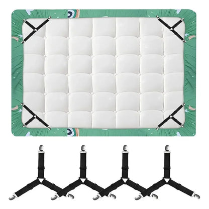 4Pcs Bed sheet strap, adjustable elastic fastener, with metal clip, fixed and fixed bed frame, easy-to-install strap mattress