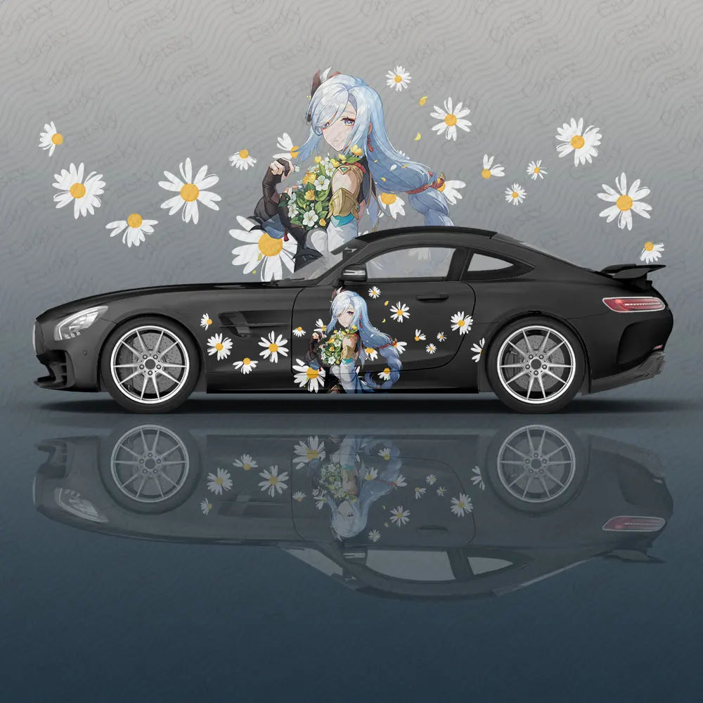 Shenhe Genshin Impact animal Car Decal Protective Film Vinyl Racing Side Graphics Wrap Accessories Spray Paint auto Stickers