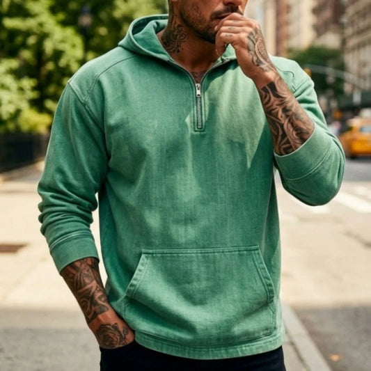 Spring and autumn men's denim hoodie washed denim jacket Outdoor men's biker jacket Hoodie men