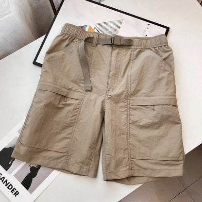 Men's and Women Solid Cargo Shorts with Pockets Casual Belted Sporty Track Shorts Pants