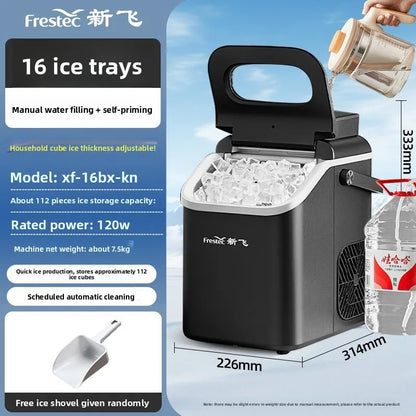 220V Newfly Portable Ice Maker Small Automatic Square Ice Cube Machine for Home Use