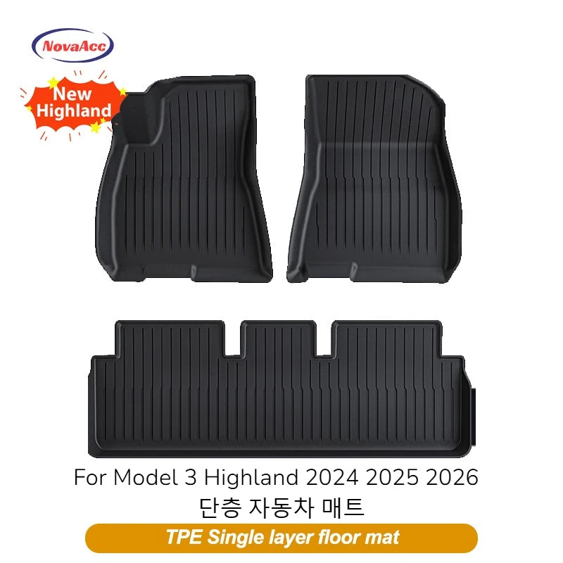 NovaAcc for Tesla Model Y Juniper 2025 2026 Model 3 Highland Floor Mats Trunk Mats Cargo Liners TPE All Weather Water Proof