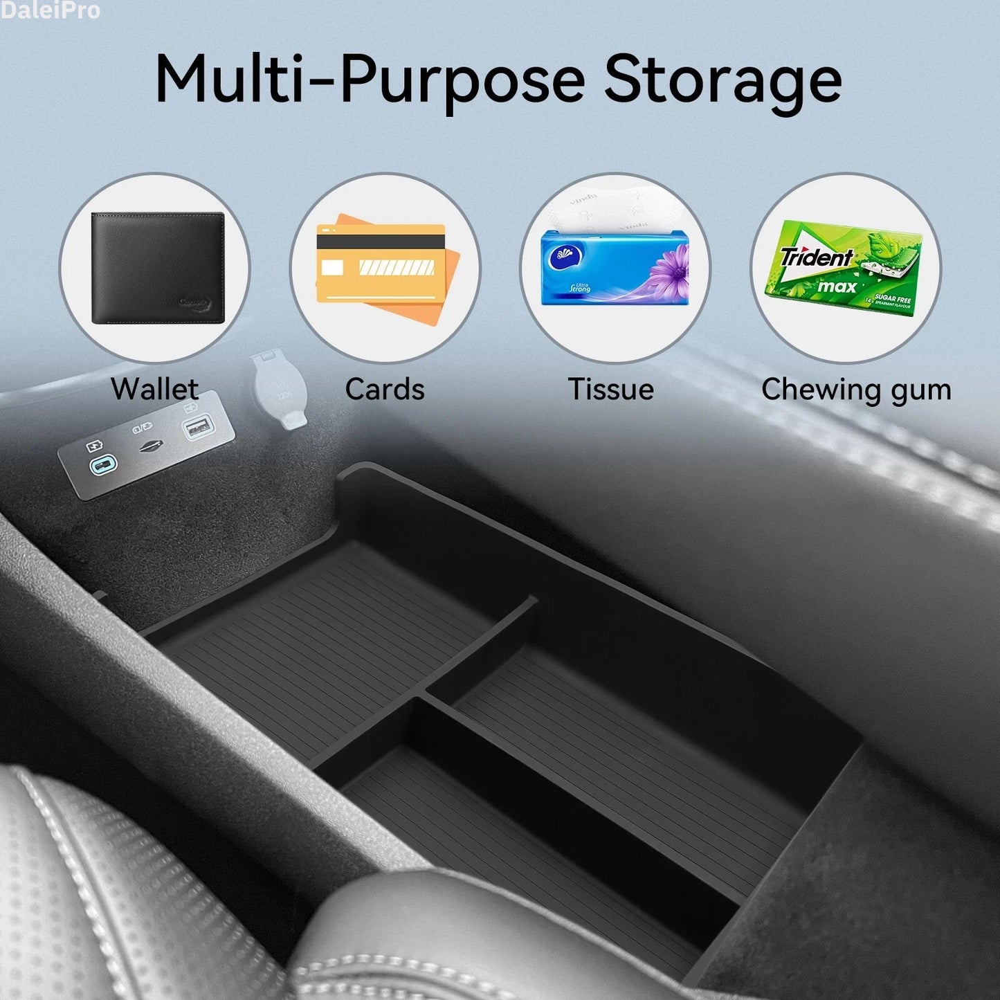 For BYD Sealion 07 2024 2025 Armrest Storage Box Center Console Layered Storage Box Cup Holder Modification Interior Accessories