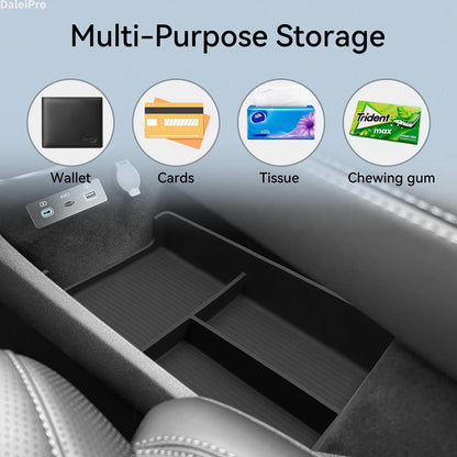 For BYD Sealion 07 2024 2025 Armrest Storage Box Center Console Layered Storage Box Cup Holder Modification Interior Accessories