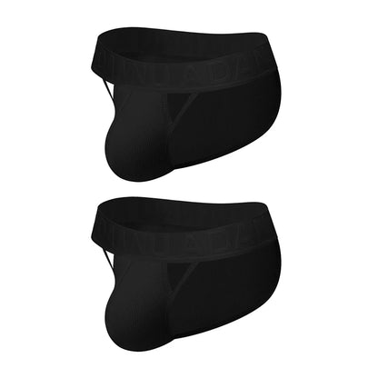 Men's 100% Cotton Ribbed Briefs U Convex Pouch Embossed Elastic Waistband Soft Skin-Friendly Breathable Underwear