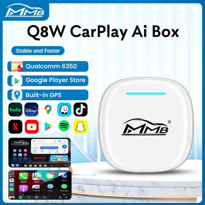 3in1 MMB MAX Smart Box CarPlay Wireless Carplay Android Auto Android15 QCM6350 8-Core GPS WiFi 4G SIM AI Box For Youtube Netflix