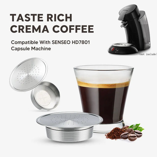 Reusable Coffee Capsule Pods for Senseo HD7801 Rich Crema Refillable Filters Cup Stainless Steel Metal Coffee Accessories