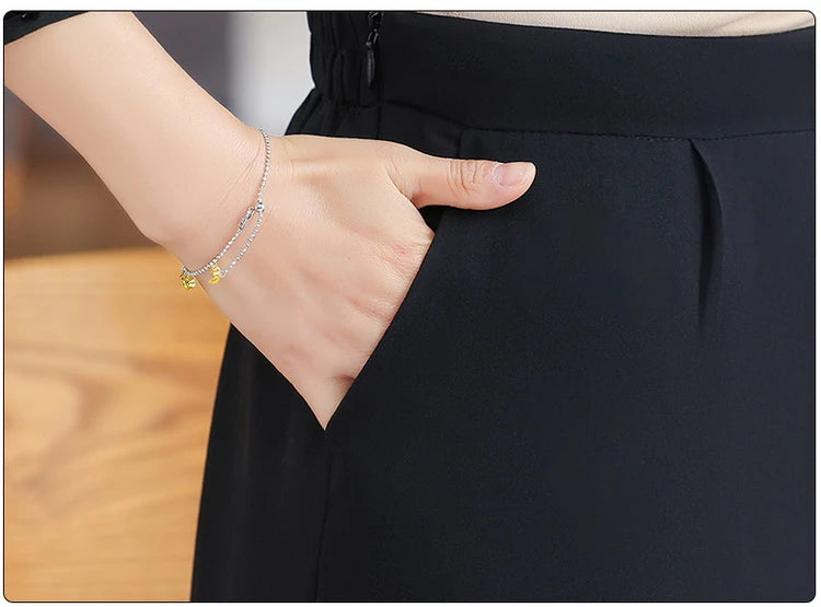 New 2026 Summer Fashionable Thin Two-Piece Set for Older Women Age-Defying Trendy Top And Bottom Ensemble Polyester Fiber