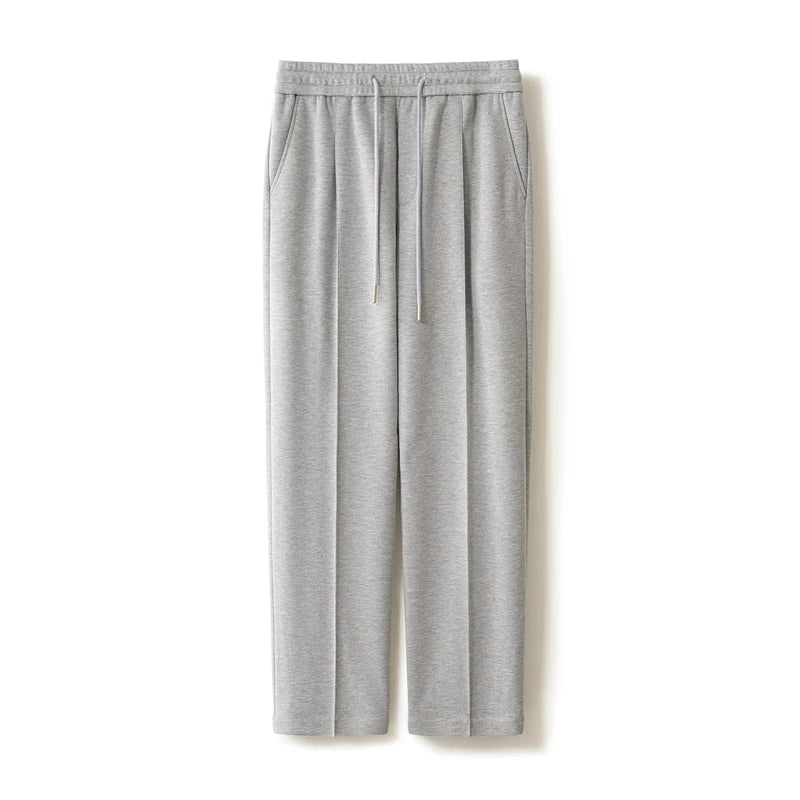 New Product Release Autumn Winter: Men's Wool Acetate Silk Straight Leg Pants Casual Hanging Pants Thick and Warm Knitted Pants