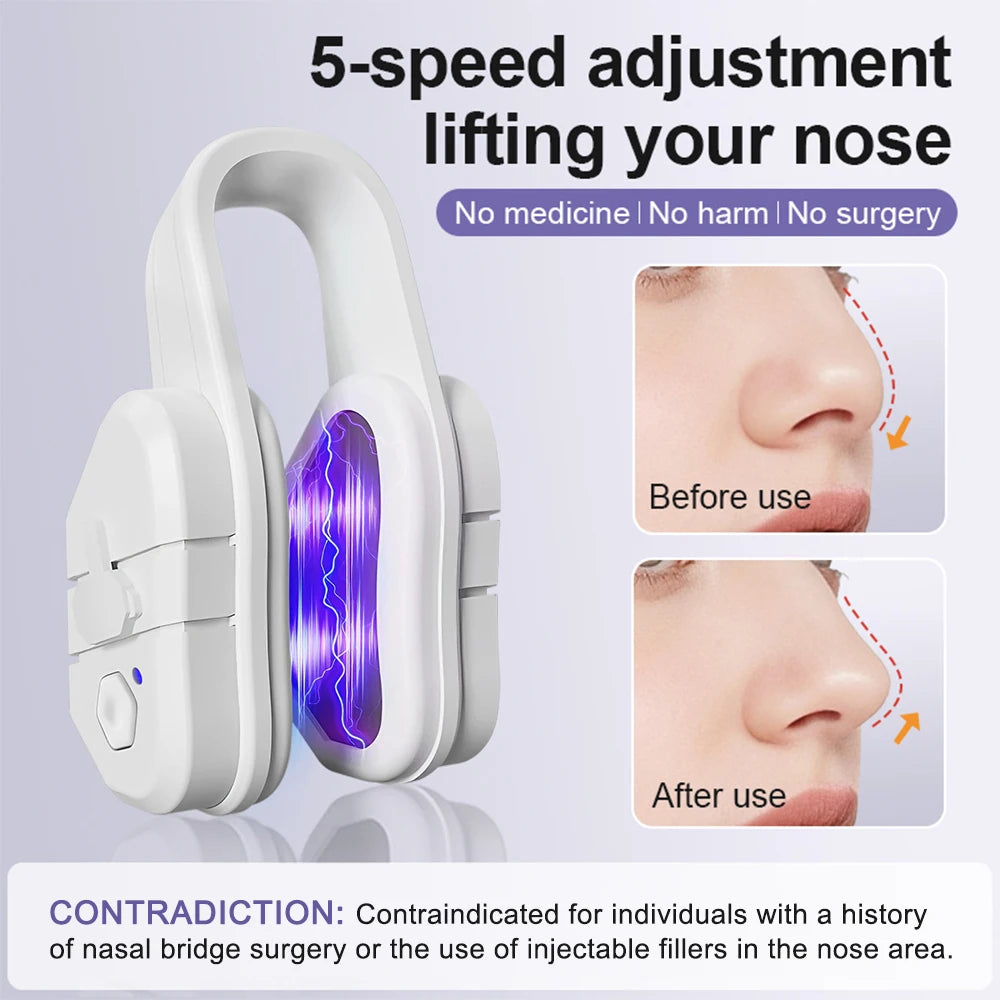 EMS Nose Massager, Microcurrent Nose Beauty Device with 5 Modes, USB-C Rechargeable Nose Clip for Facial Contour Care, Unisex