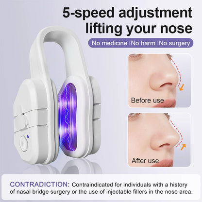 EMS Nose Massager, Microcurrent Nose Beauty Device with 5 Modes, USB-C Rechargeable Nose Clip for Facial Contour Care, Unisex