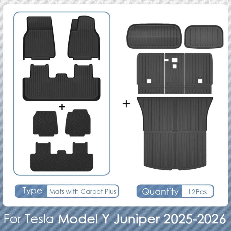 Floor Mats for Tesla Model Y Juniper 2026 2025 Right Hand Drive Floor Mats Cargo Liner Trunk Mat for Model Y Juniper Accessories