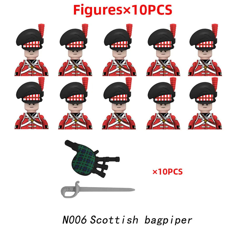 MOC Historical Military Building Blocks Figures Napoleonic Wars British Infantry Soldiers Rifle DIY Brick Toys For Birthday Gift