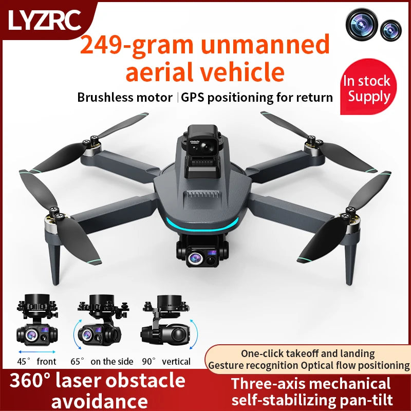 L200 PLUS GPS Drone 5G WIFI Professional 8K 3-axis Gimbal Aerial Brushless Obstacle Avoidance HD Dual Camera Security Drone Toys