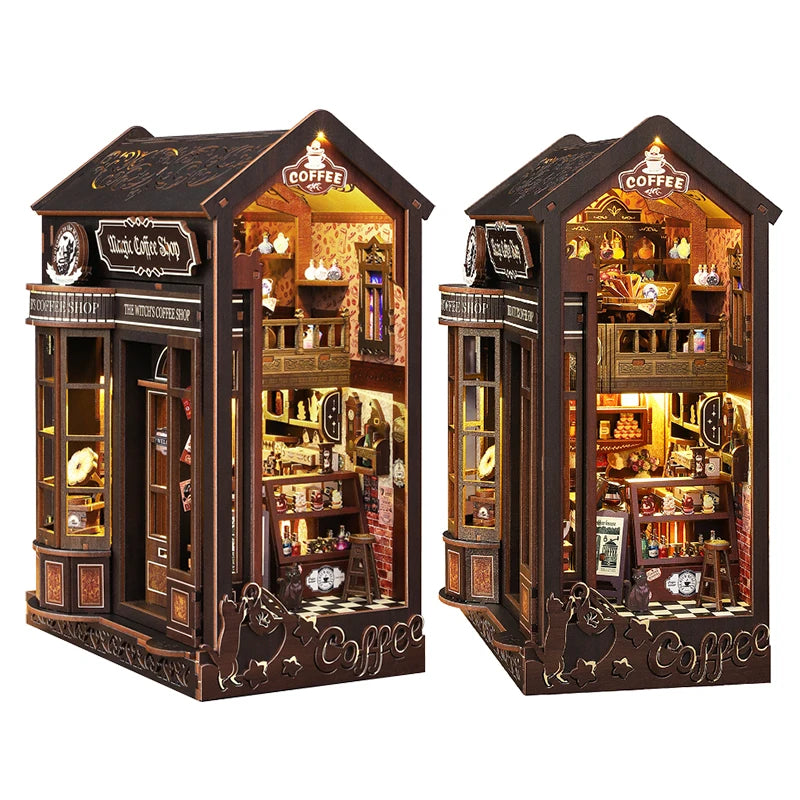 DIY Book Nook Wooden Dollhouse Furniture Light Kit Doll House Casa Miniature Accessories Handmade Wooden Toys Birthday Gifts