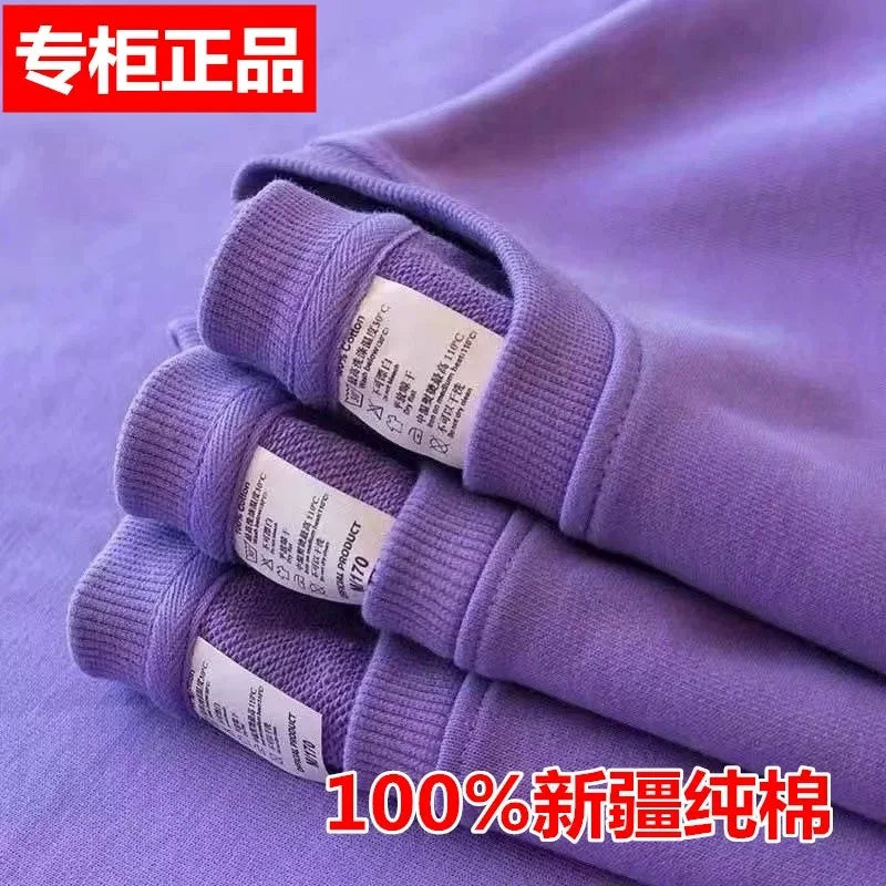 Unisex 100% Cotton Hoodie Long Sleeve round Neck Loose Fit  Color Base Layer Spring Autumn Winter New Arrival