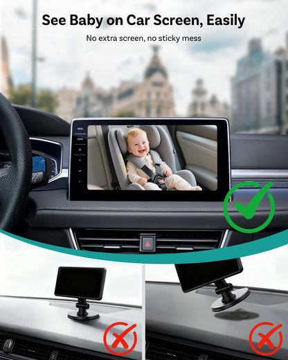 Ottocast Mini Pico 2in1 Wireless CarPlay Dongle Car Baby Safety Camera Pet Back Seat Camera Child Car Monitor For 99% of the car