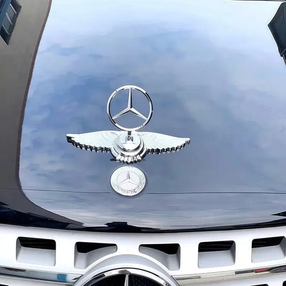 Emblem Badge for Car Hood Front Chrome Logo Luxurious Plated for Mercedes Benz Hood with Wing for C200 R300 E260 S450 S350